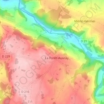 Mapa topográfico Le Hamel, altitud, relieve
