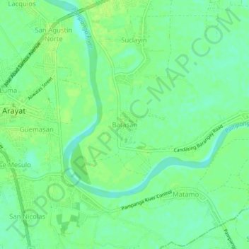 Mapa topográfico Batasan, altitud, relieve