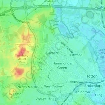 Mapa topográfico Calmore, altitud, relieve