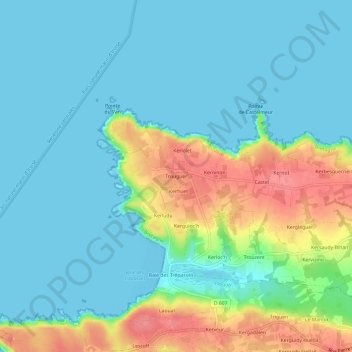 Mapa topográfico Trouguer, altitud, relieve