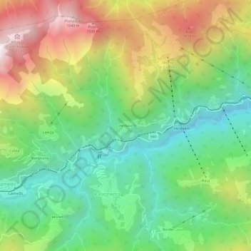 Mapa topográfico Verdasio, altitud, relieve