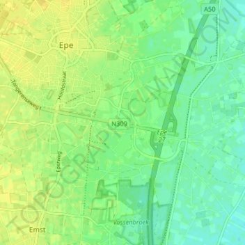 Mapa topográfico Zuuk, altitud, relieve