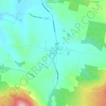 Mapa topográfico Lilydale, altitud, relieve