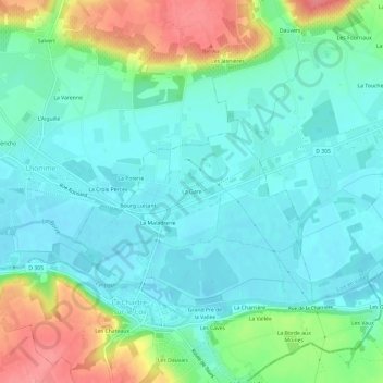 Mapa topográfico La Gare, altitud, relieve