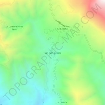 Mapa topográfico San Juan Copala, altitud, relieve