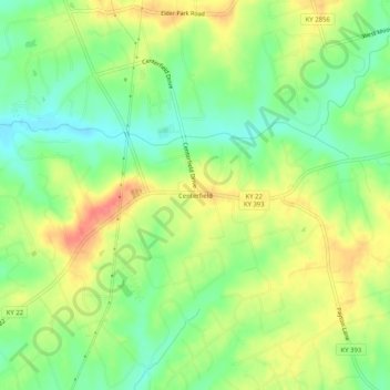 Mapa topográfico Centerfield, altitud, relieve