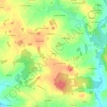 Mapa topográfico Linho, altitud, relieve