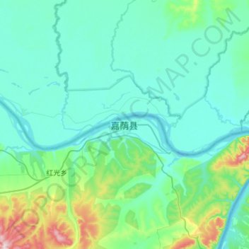 Mapa topográfico 嘉荫县, altitud, relieve