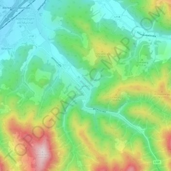 Mapa topográfico Jasnitz, altitud, relieve