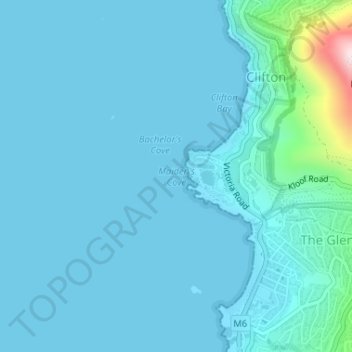 Mapa topográfico Maiden's Cove, altitud, relieve