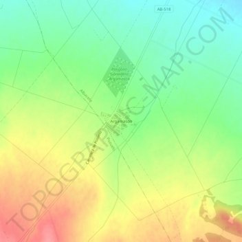 Mapa topográfico Argamasón, altitud, relieve