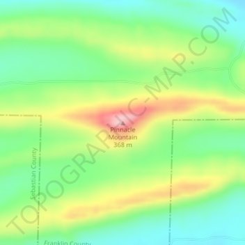 Mapa topográfico Pinnacle Mountain, altitud, relieve