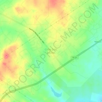 Mapa topográfico Circle D-KC Estates, altitud, relieve