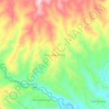 Mapa topográfico Tanjungkarang, altitud, relieve