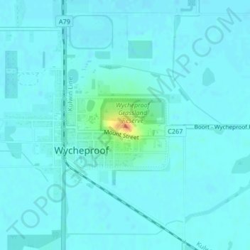Mapa topográfico Mount Wycheproof, altitud, relieve