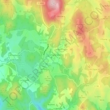 Mapa topográfico La Faurie Basse, altitud, relieve