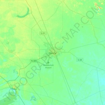 Mapa topográfico نوابشاہ‎, altitud, relieve