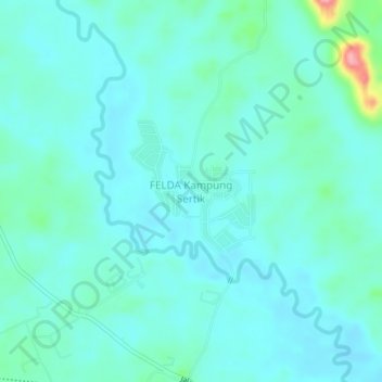Mapa topográfico FELDA Kampung Sertik, altitud, relieve
