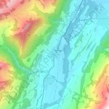 Mapa topográfico Neirivue, altitud, relieve