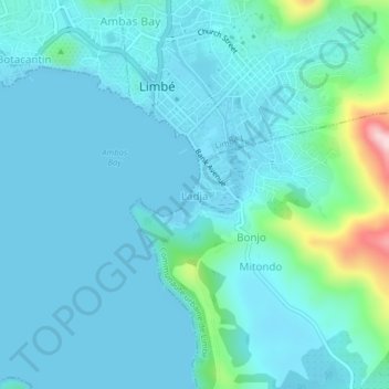 Mapa topográfico Ladja, altitud, relieve