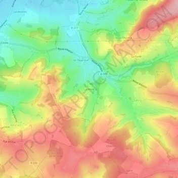 Mapa topográfico La Vèvre, altitud, relieve