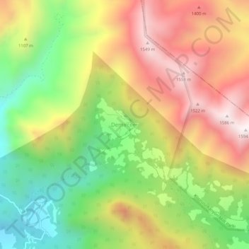 Mapa topográfico Demirciler, altitud, relieve