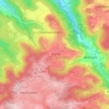 Mapa topográfico Schweizerhof, altitud, relieve