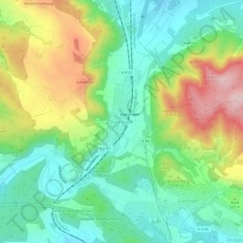 Mapa topográfico Stahringen, altitud, relieve