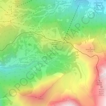 Mapa topográfico Le Planet, altitud, relieve