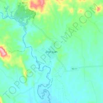 Mapa topográfico Don Juan, altitud, relieve