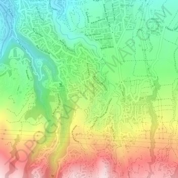 Mapa topográfico La Confiance, altitud, relieve
