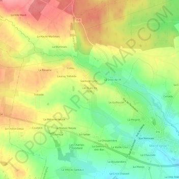 Mapa topográfico Les Rues d'à Bas, altitud, relieve