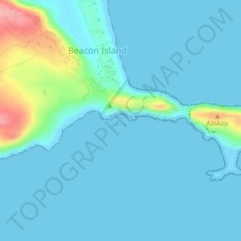 Mapa topográfico Nelson's Bay, altitud, relieve