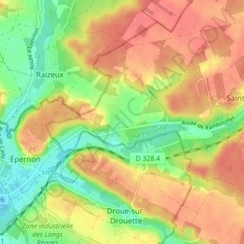 Mapa topográfico Saint-Antoine, altitud, relieve