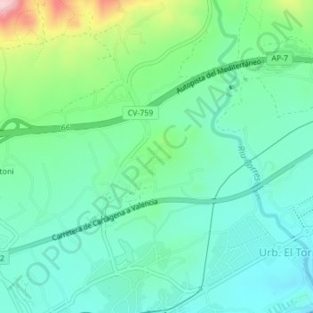 Mapa topográfico San Vicent, altitud, relieve