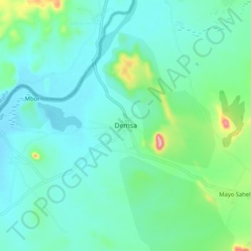 Mapa topográfico Demsa, altitud, relieve