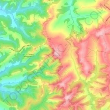 Mapa topográfico Chiusure, altitud, relieve