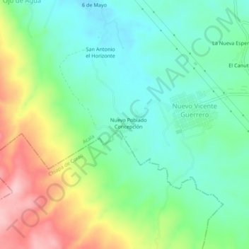 Mapa topográfico El Coyol, altitud, relieve