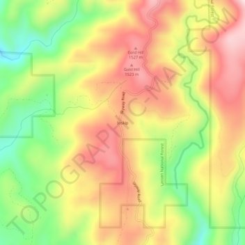 Mapa topográfico Inskip, altitud, relieve