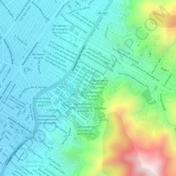 Mapa topográfico 5H', altitud, relieve