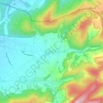 Mapa topográfico Charmoille, altitud, relieve