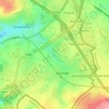 Mapa topográfico Prickart, altitud, relieve