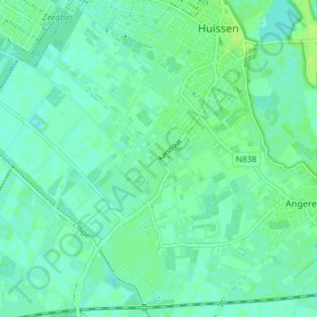 Mapa topográfico Bergerden, altitud, relieve