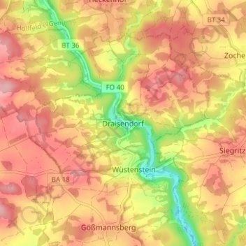 Mapa topográfico Draisendorf, altitud, relieve