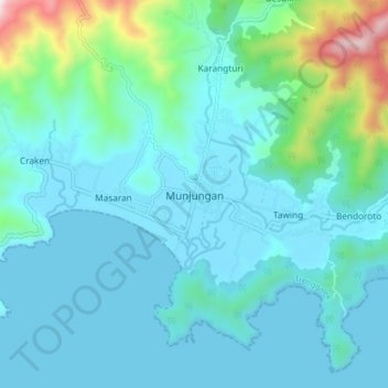 Mapa topográfico Munjungan, altitud, relieve
