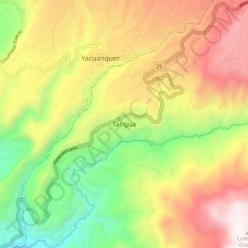Mapa topográfico Tangua, altitud, relieve