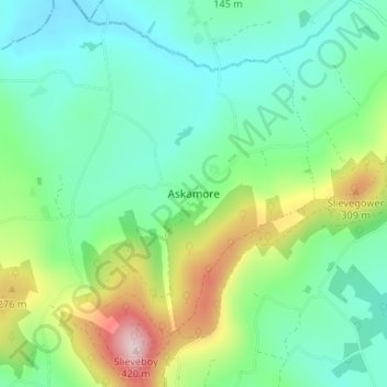 Mapa topográfico Askamore, altitud, relieve
