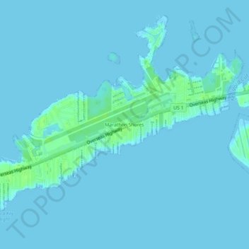 Mapa topográfico Marathon Shores, altitud, relieve