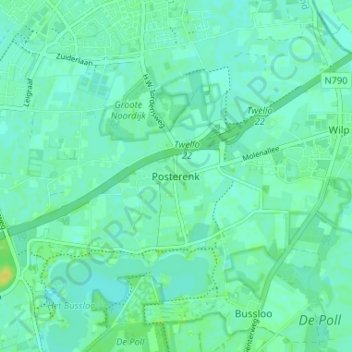 Mapa topográfico Posterenk, altitud, relieve