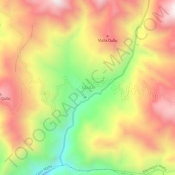 Mapa topográfico Malla, altitud, relieve